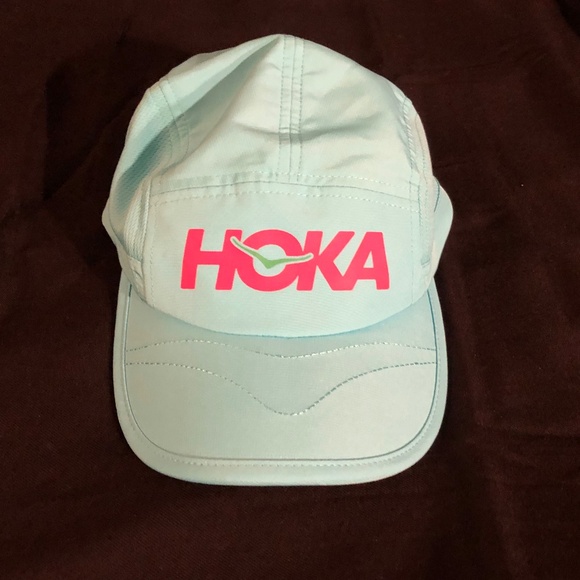 Hoka One One Accessories - Hoka One One Running Hat, 5 Panel Cap Aqua Blue
